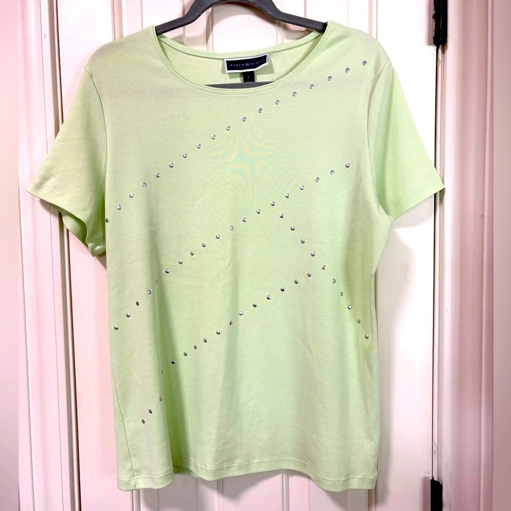 Karen Scott soft green Short Sleeve T-Shirt